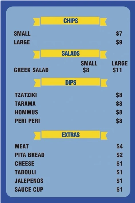 Menu, Souvlaki and Kebab House