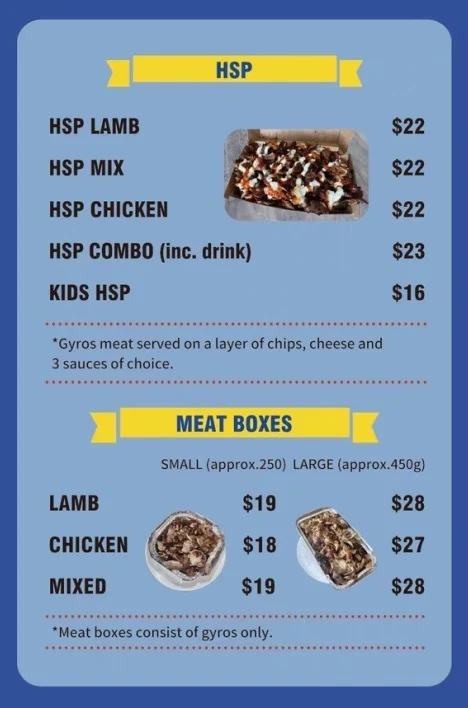 Menu, Souvlaki and Kebab House