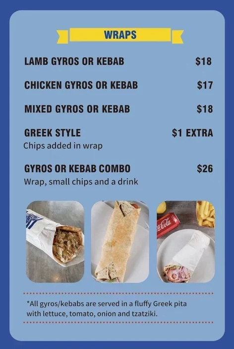 Menu, Souvlaki and Kebab House