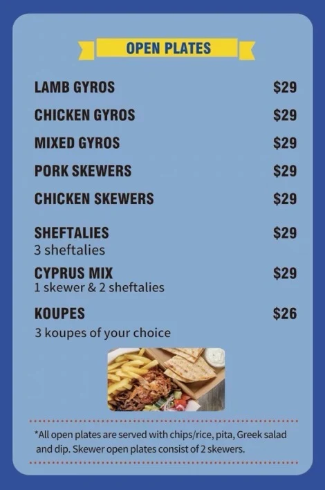 Menu, Souvlaki and Kebab House