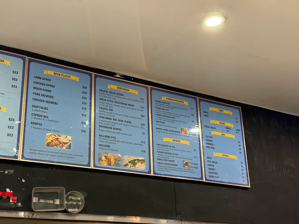 Menu, Souvlaki and Kebab House