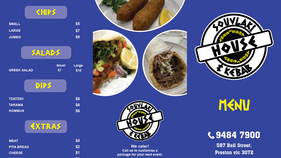 Menu, Souvlaki and Kebab House