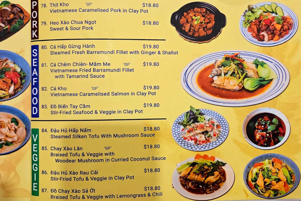 Menu, Viet Senses Bondi Junction