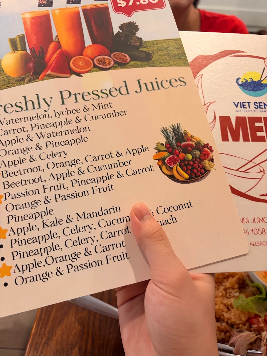 Menu, Viet Senses Bondi Junction