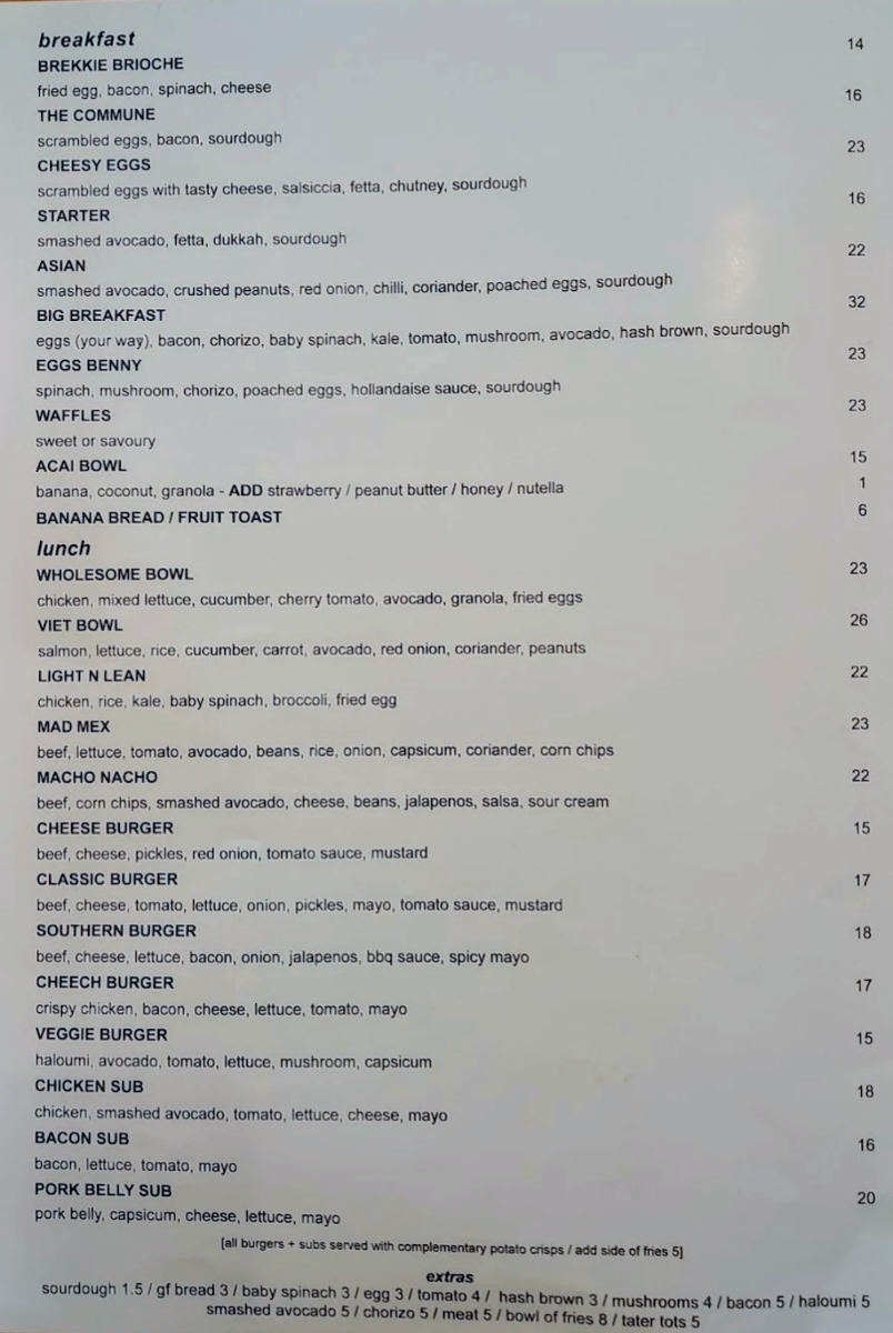 Menu, Commune 1