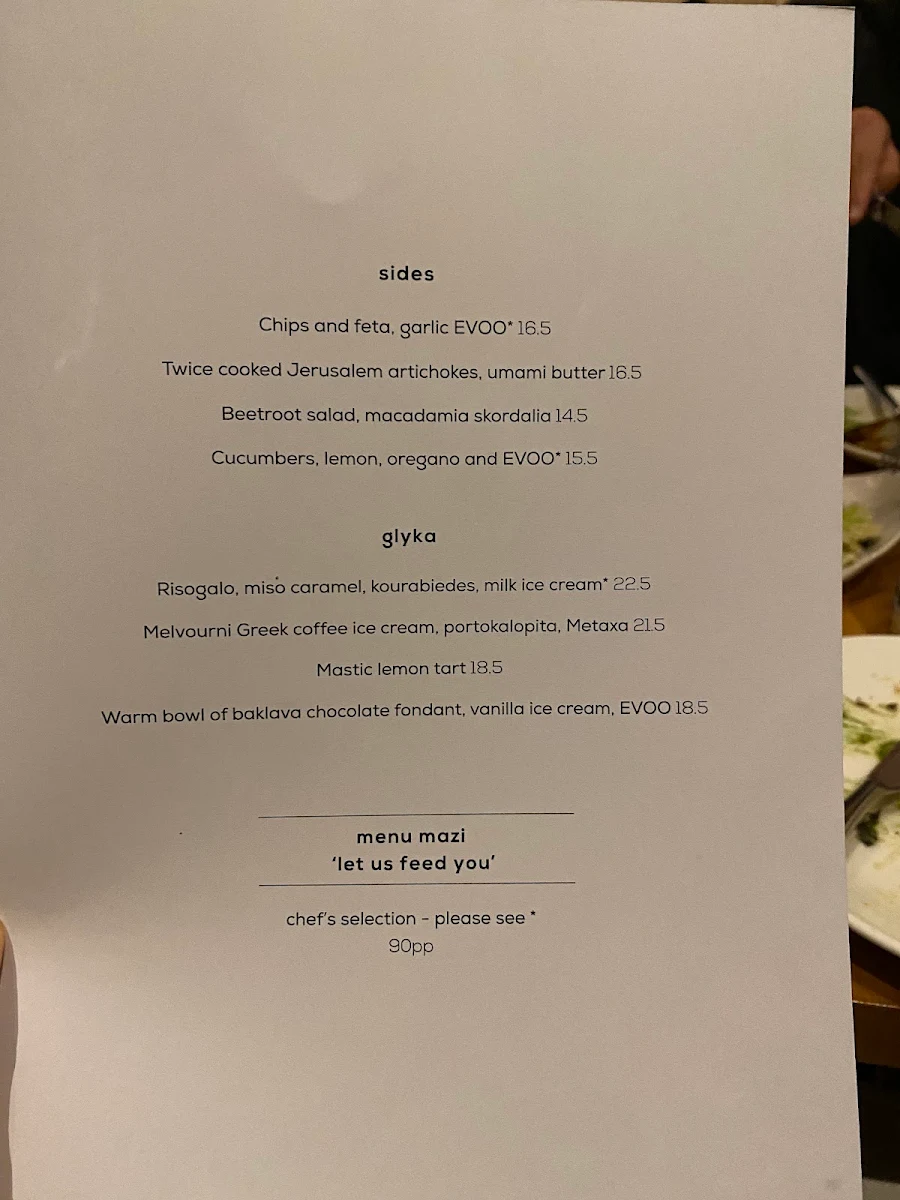 Menu, Alpha Dining