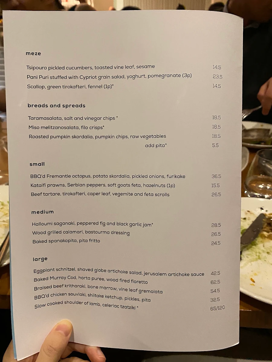 Menu, Alpha Dining
