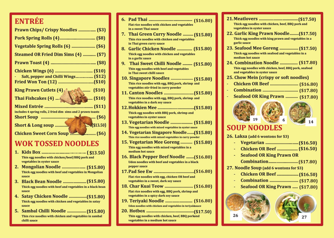 Menu, Brand-new Take away