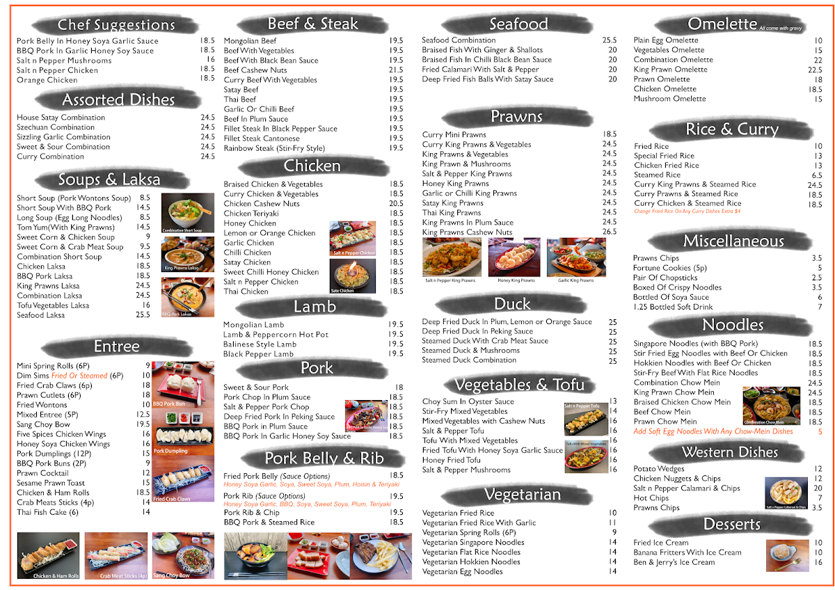 Menu, Say Inn Chinese Restaurant