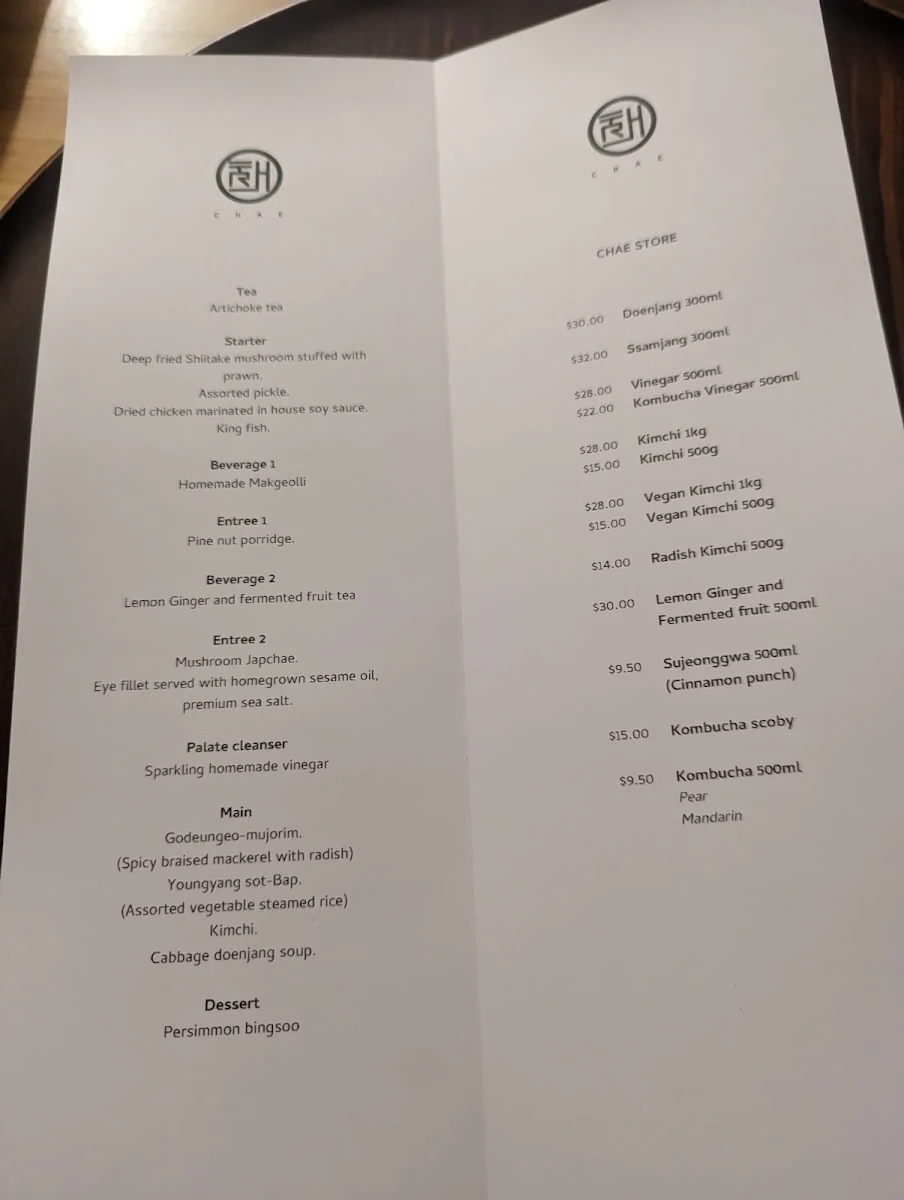 Menu, CHAE