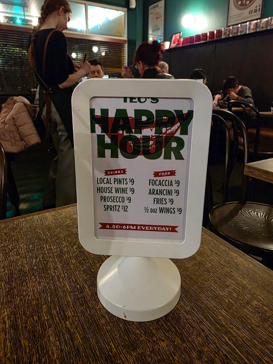 Menu, Teo's Pizza & Bar - Malvern