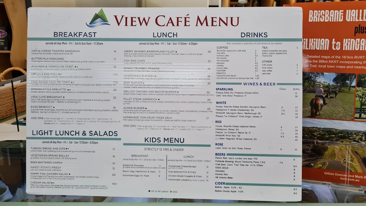 Menu, View Cafe