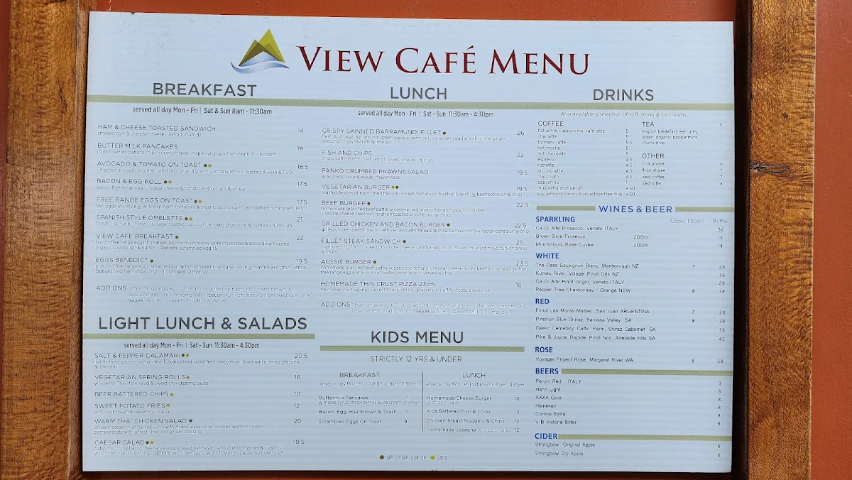 Menu, View Cafe