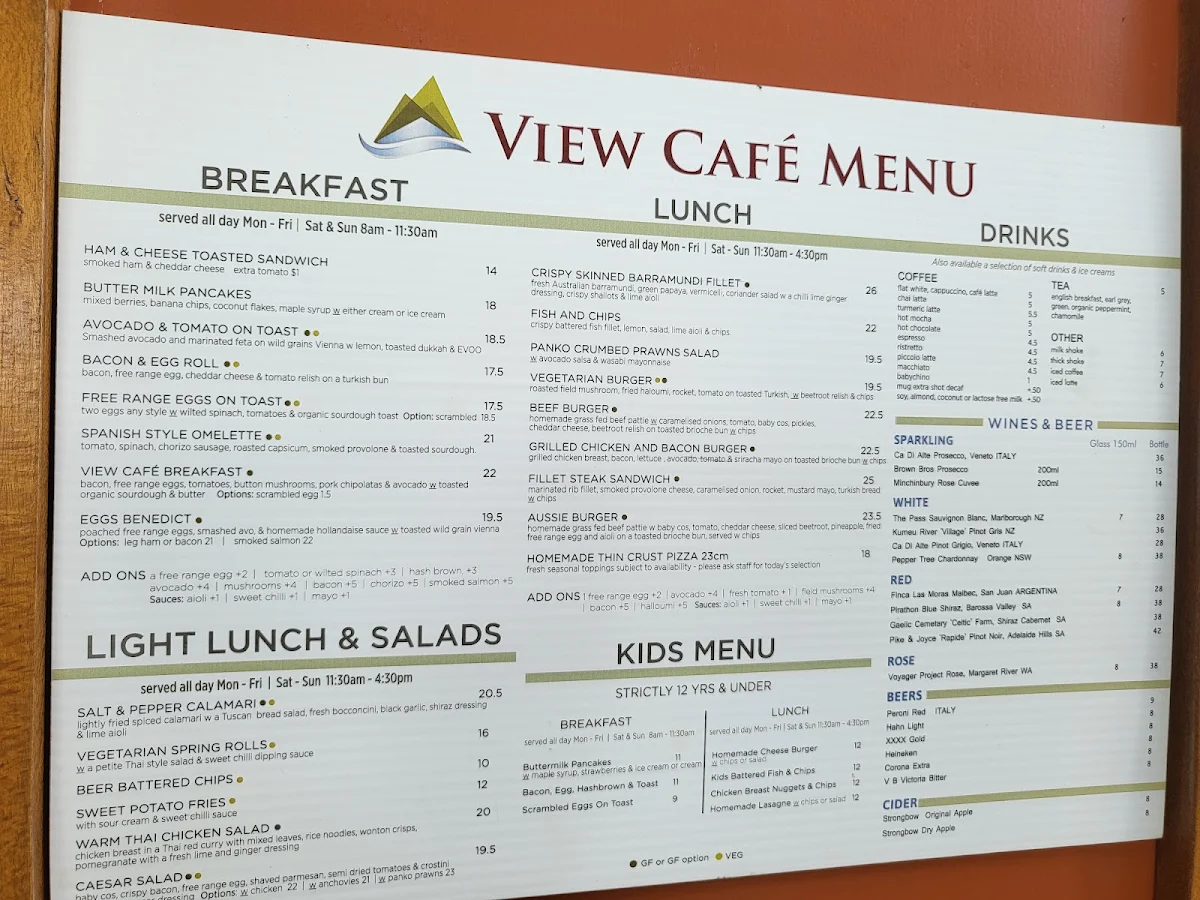 Menu, View Cafe