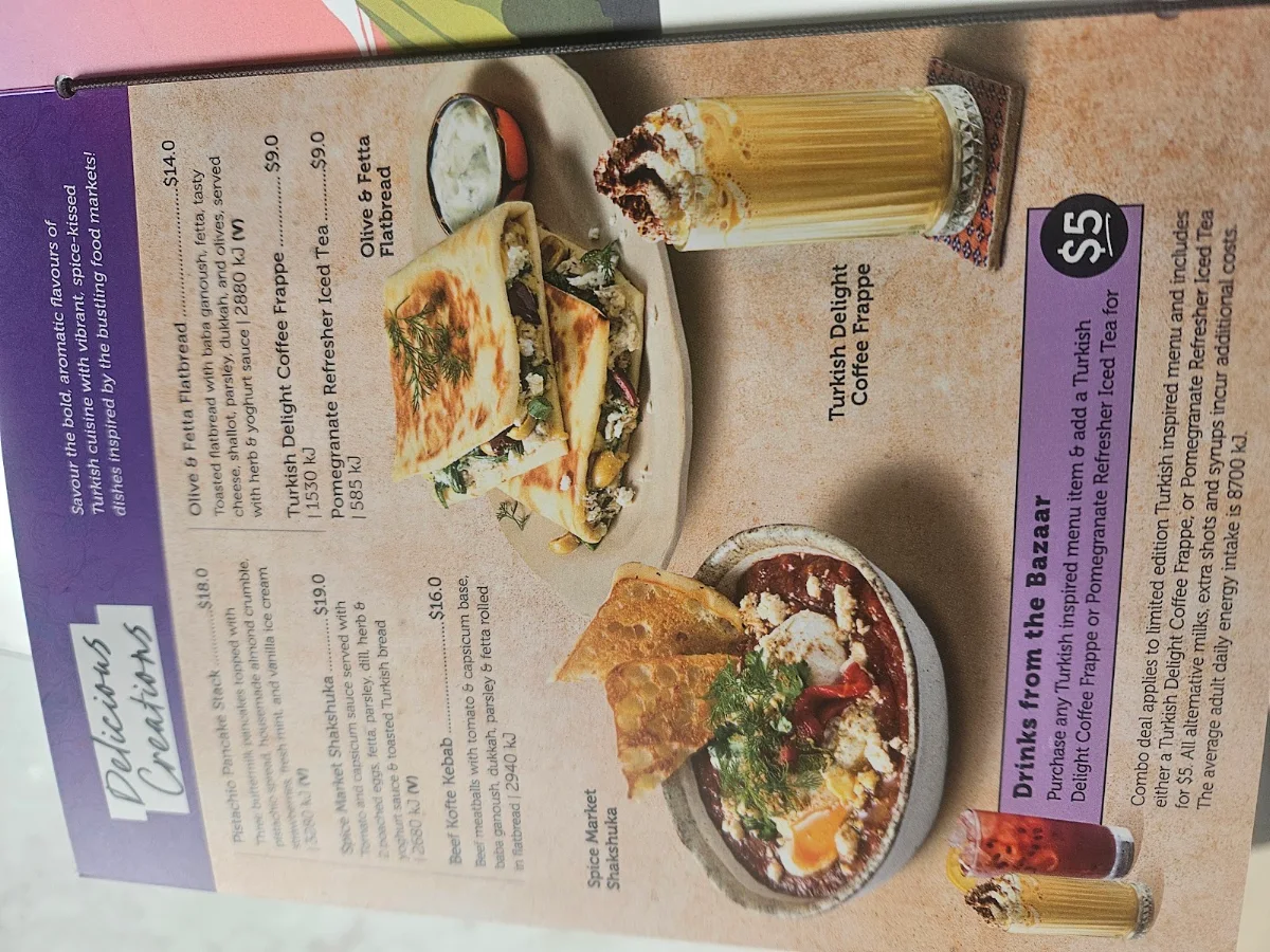 Menu, Jamaica Blue Bayside, Frankston