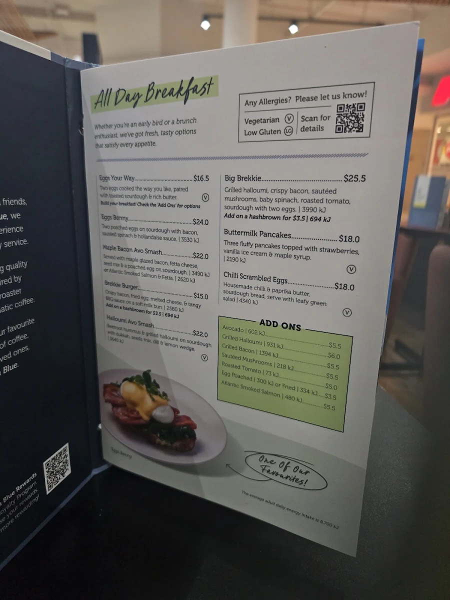 Menu, Jamaica Blue Bayside, Frankston