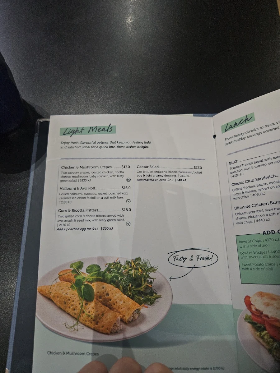 Menu, Jamaica Blue Bayside, Frankston