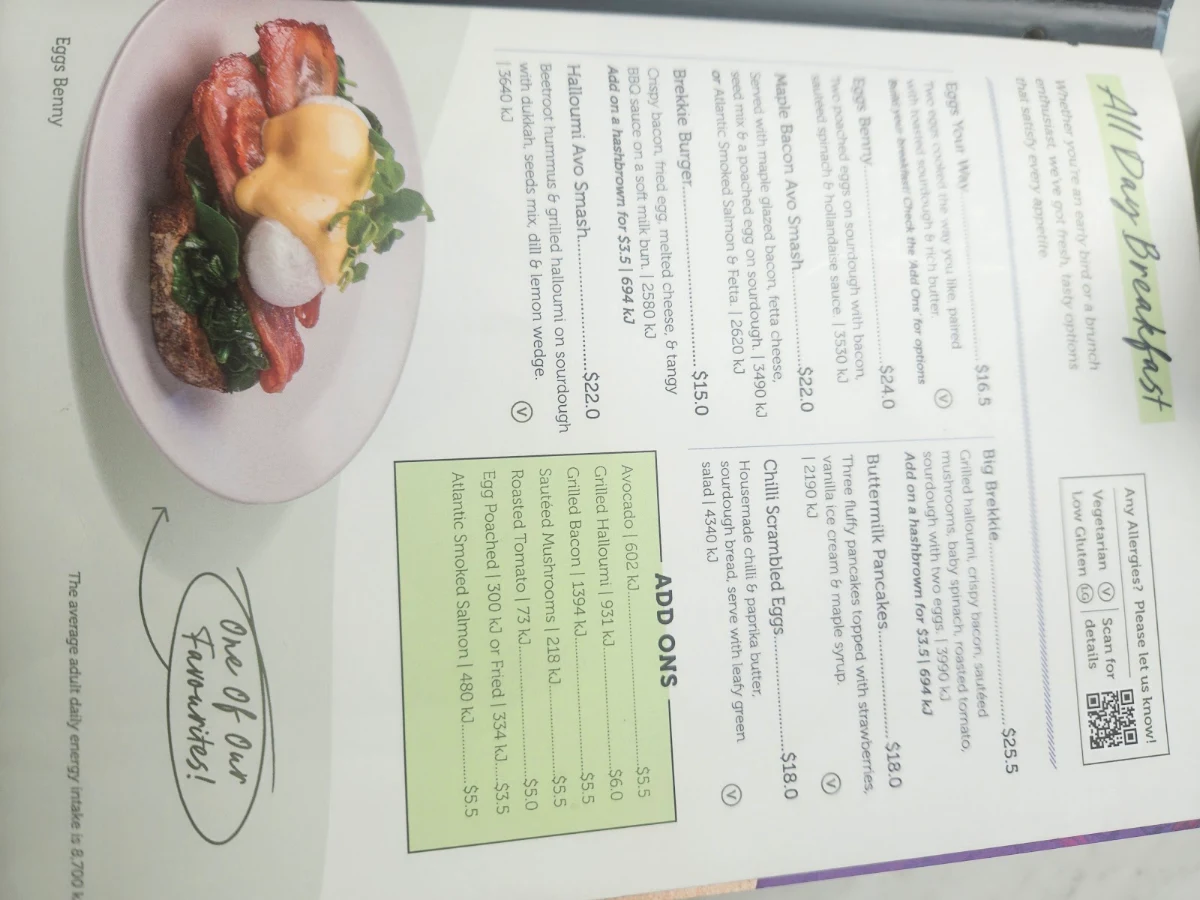 Menu, Jamaica Blue Bayside, Frankston
