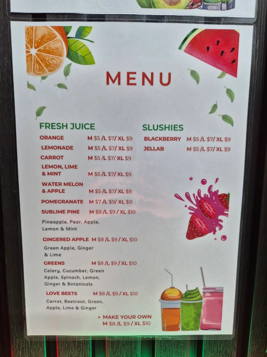 Menu, JUICE & JUICY