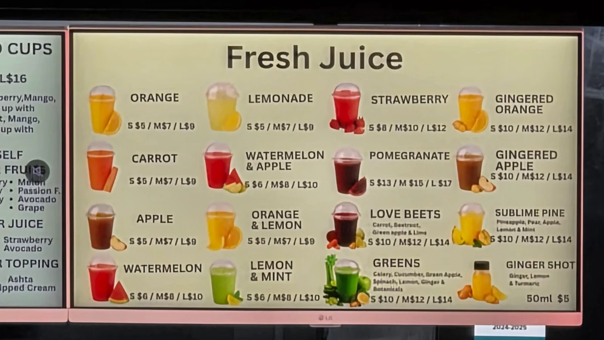 Menu, JUICE & JUICY