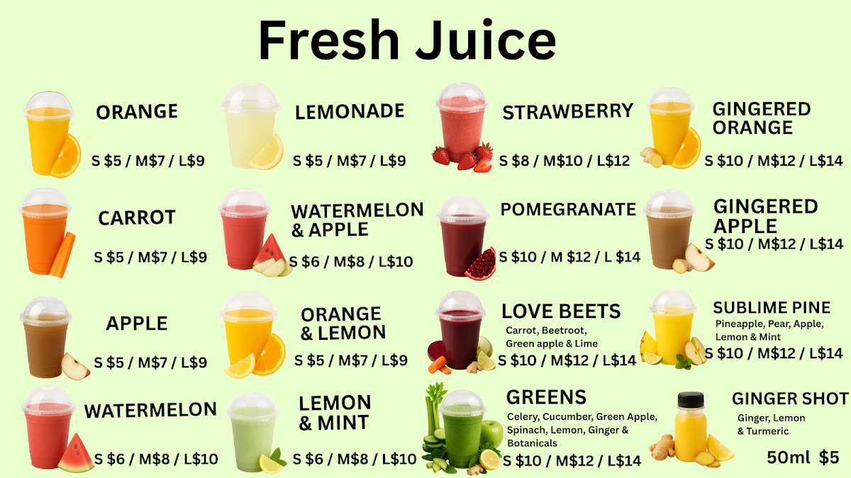 Menu, JUICE & JUICY