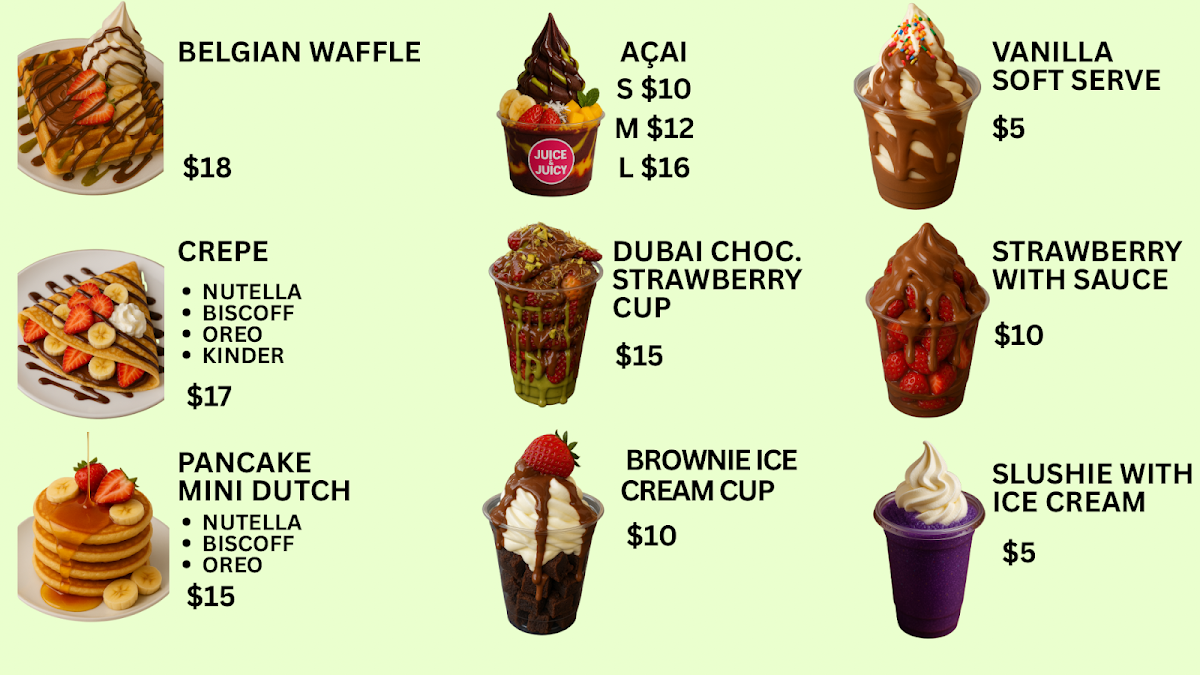 Menu, JUICE & JUICY