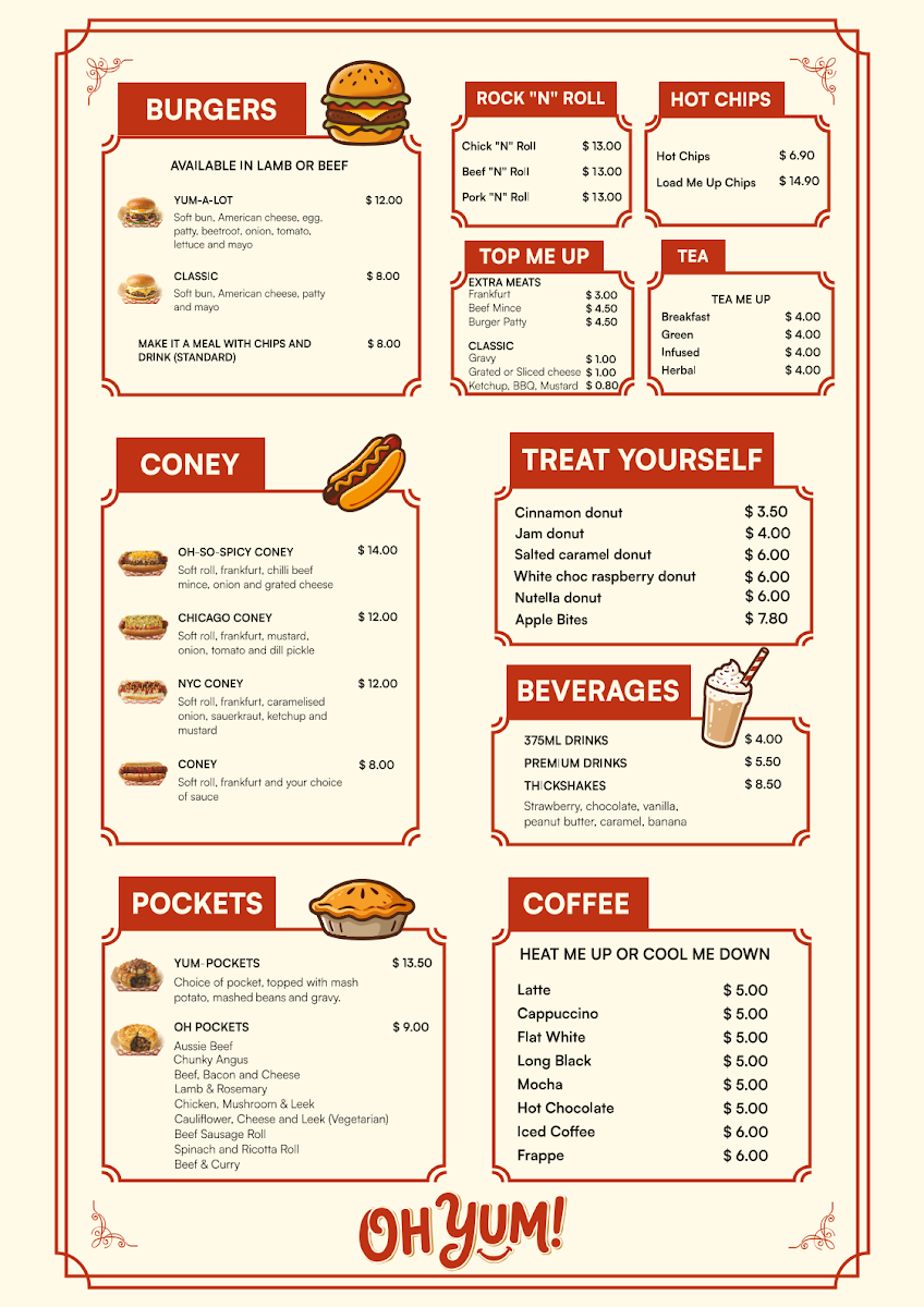 Menu, OH YUM