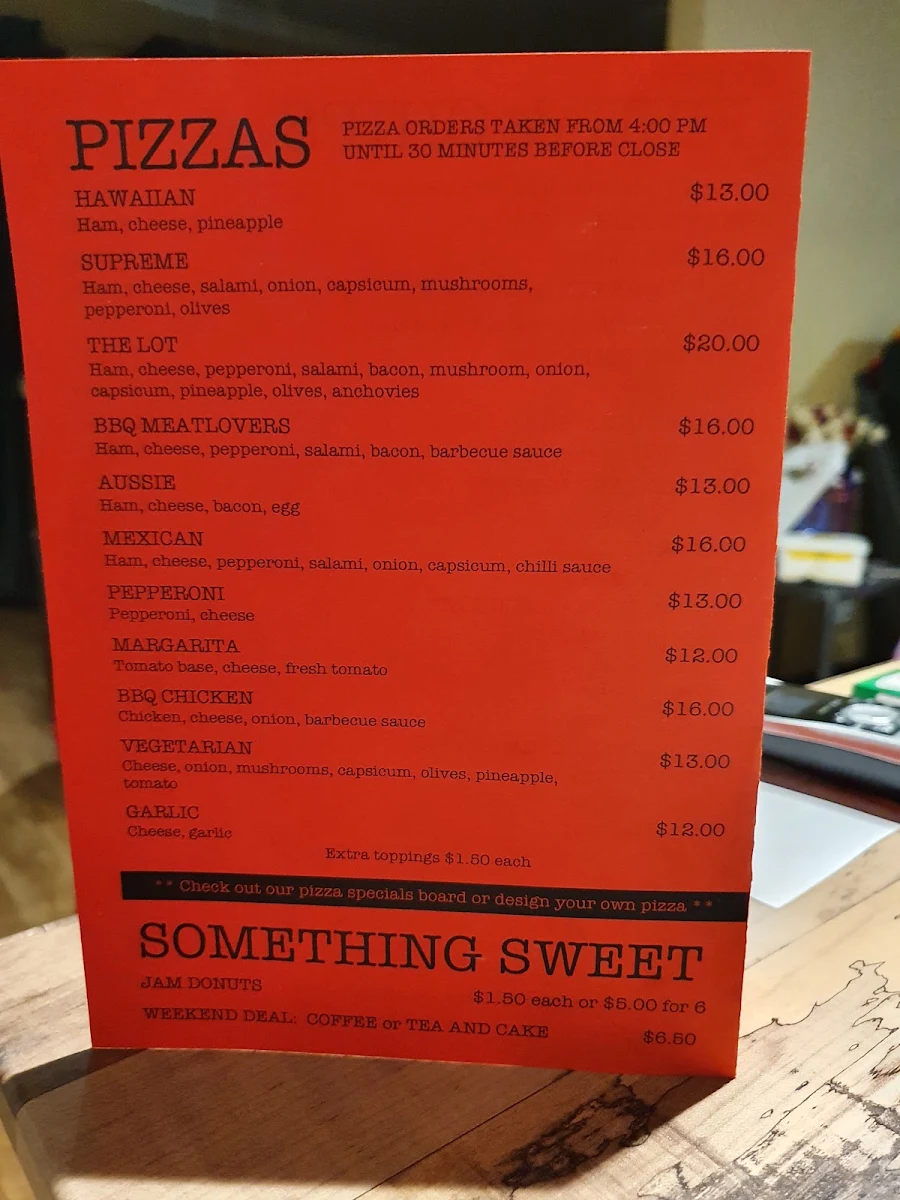 Menu, Linton TakeAway/Cafe