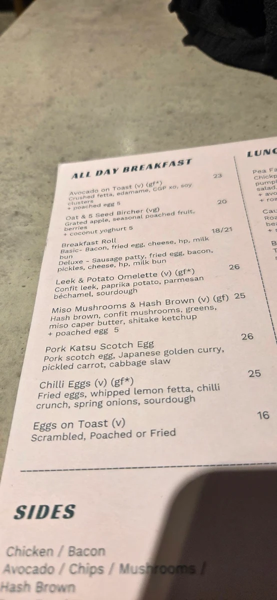 Menu, Liminal