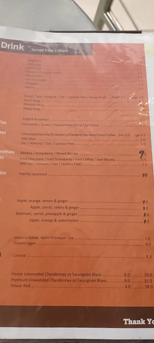 Menu, Luv a Coffee Southport Park