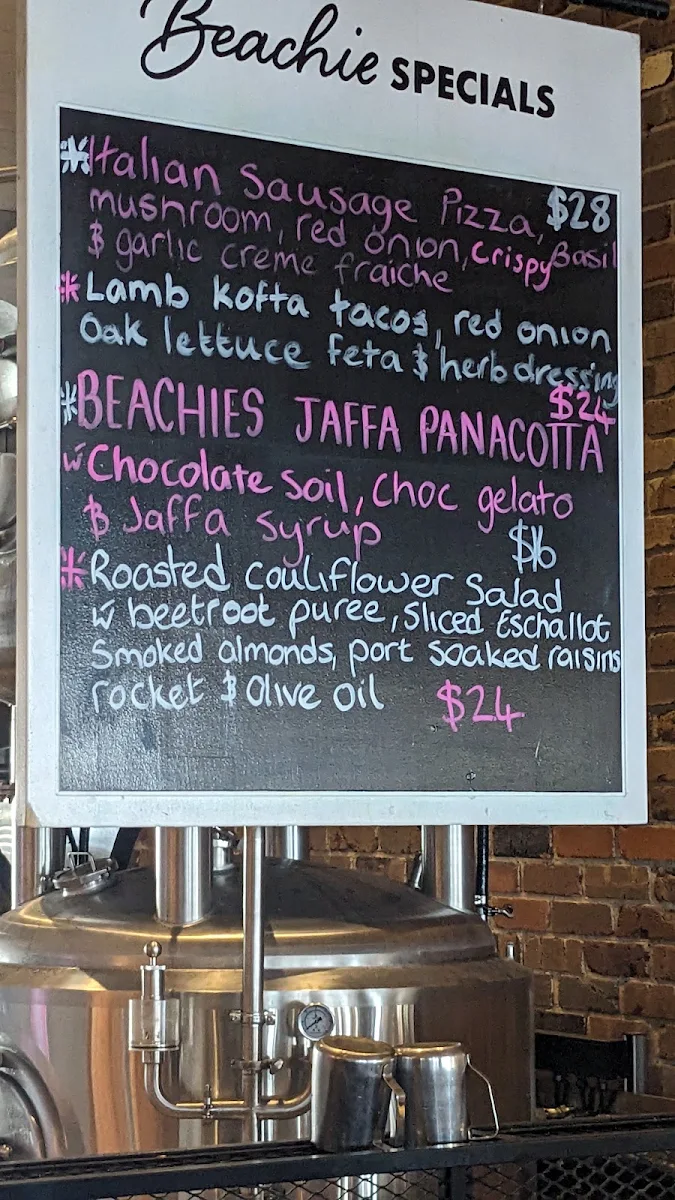 Menu, Beachie