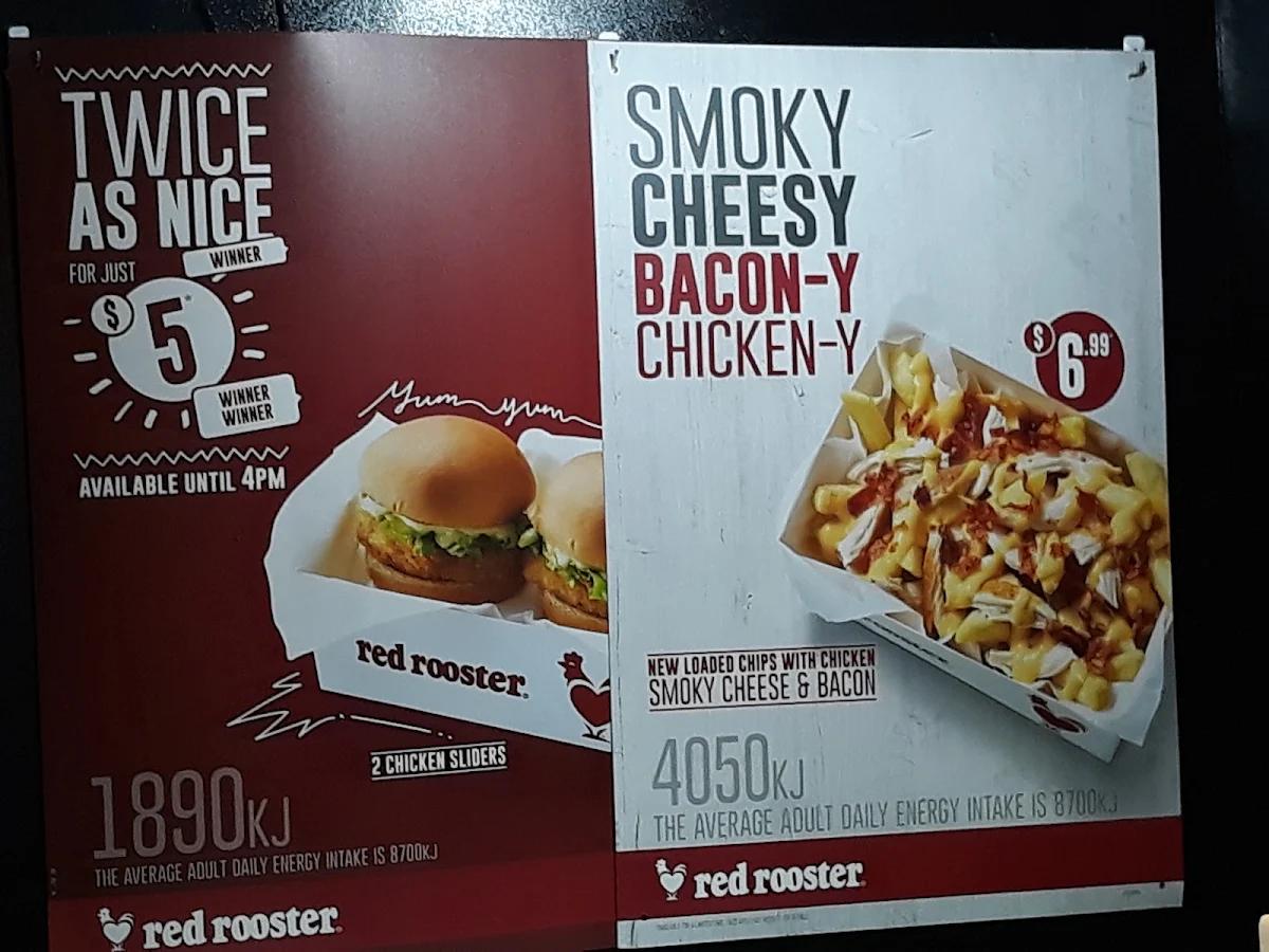 Menu, Red Rooster Grafton