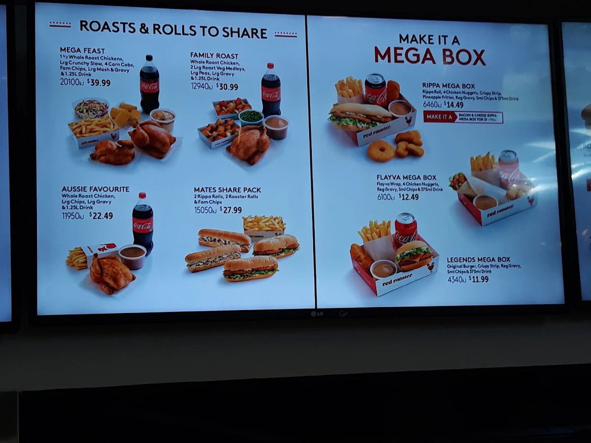 Menu, Red Rooster Grafton