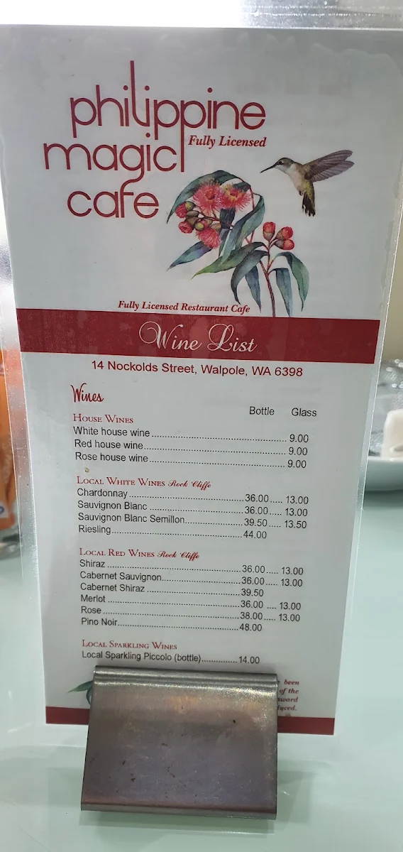 Menu, Philippine Magic Cafe Walpole