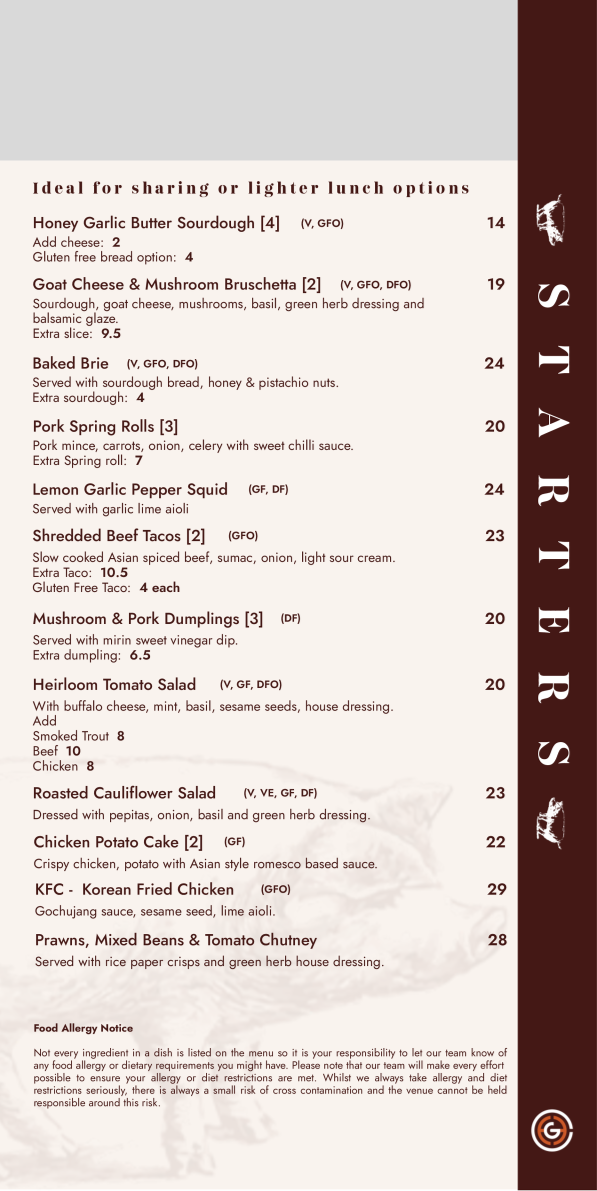 Menu, The Pig and Tinder Box