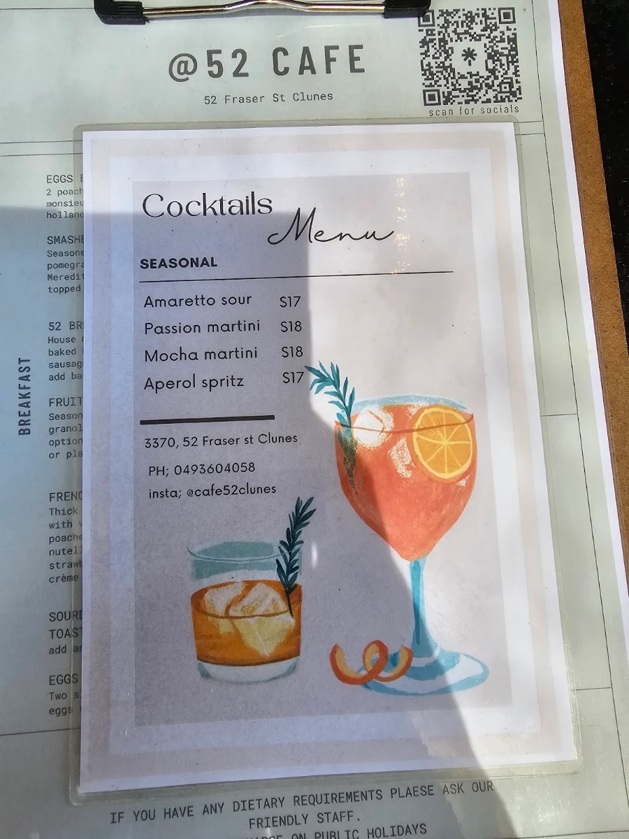 Menu, @fiftytwo