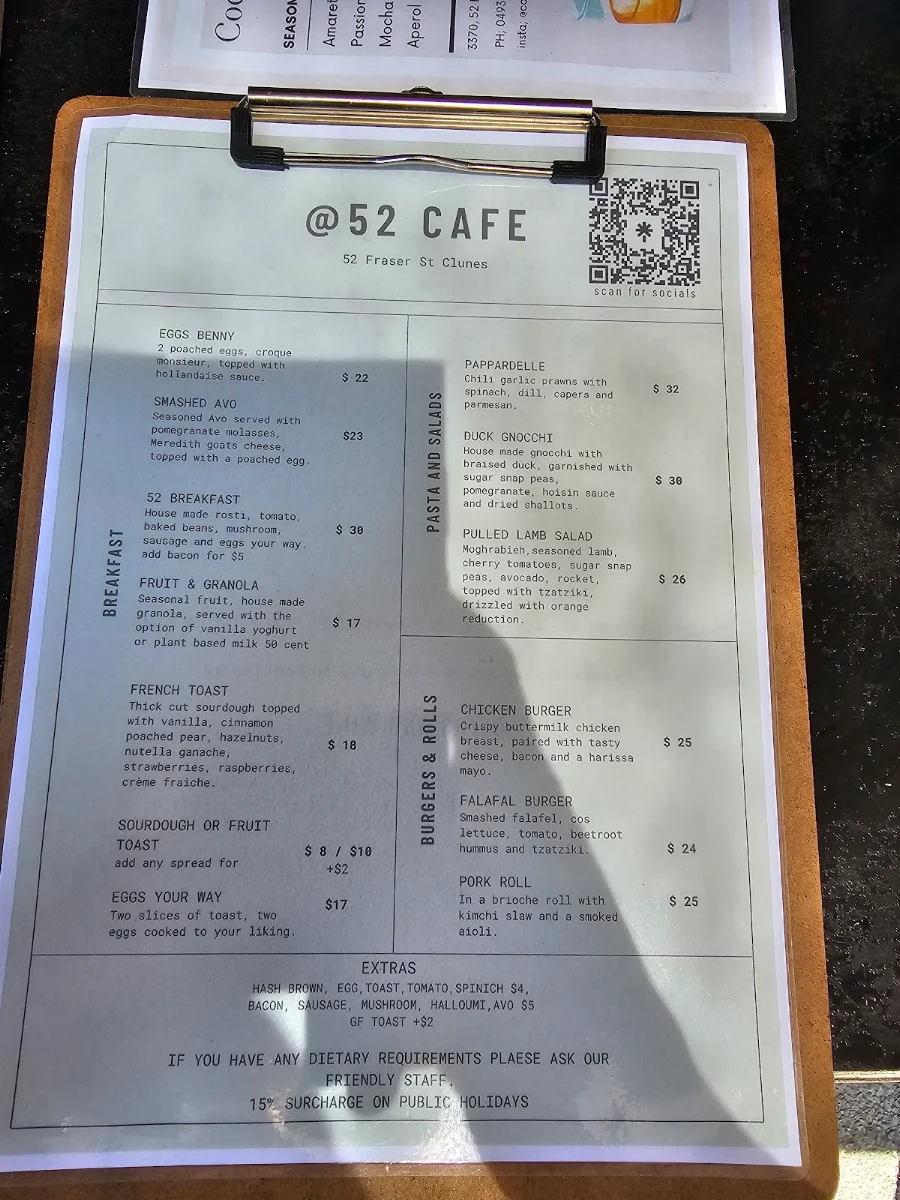 Menu, @fiftytwo