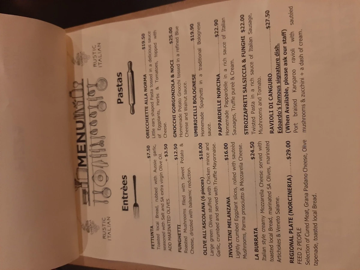 Menu, Ragù & Co - Italian Restaurant in SA
