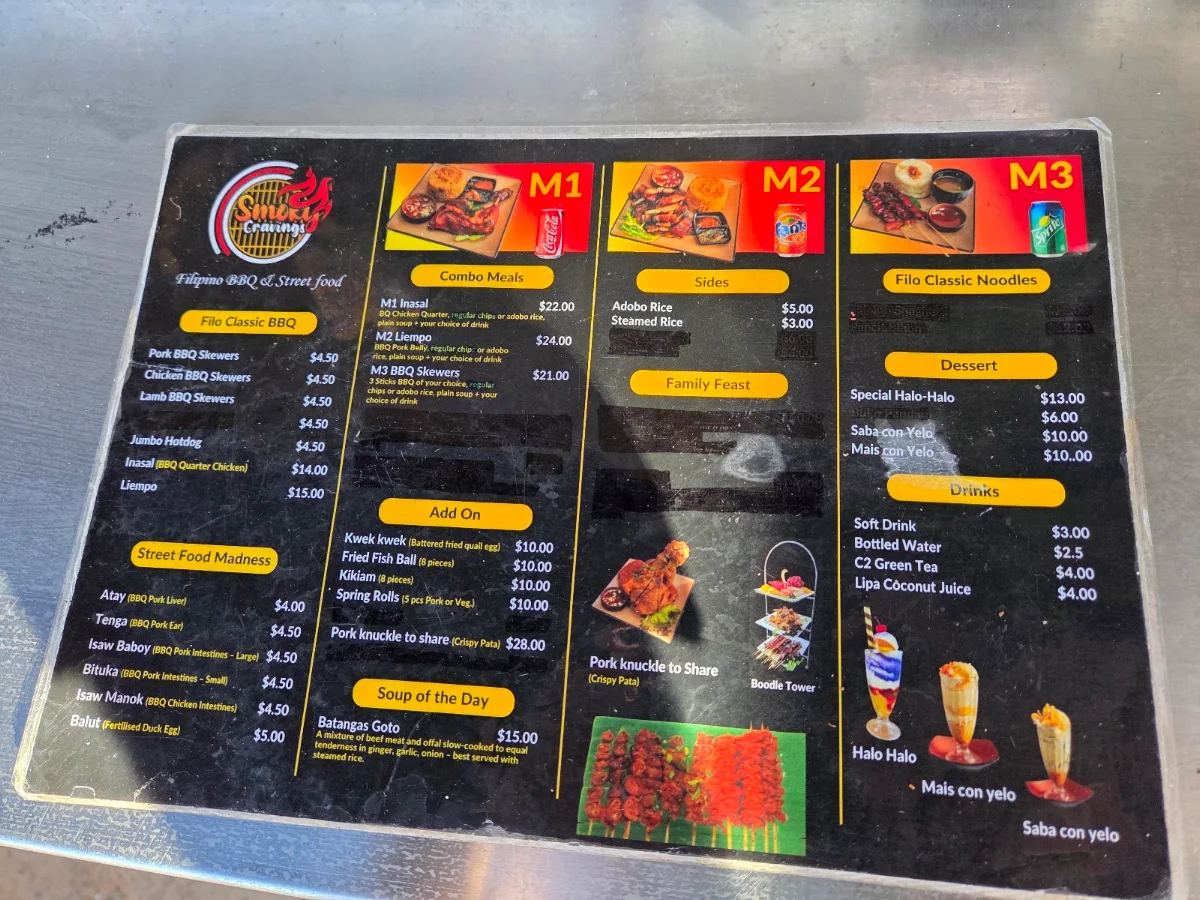 Menu, Smoky Cravings Tempe