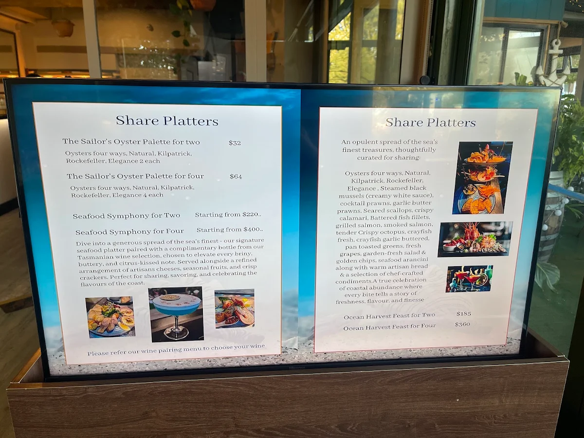 Menu, The Elegance Lounge Seafood Bar & Grill