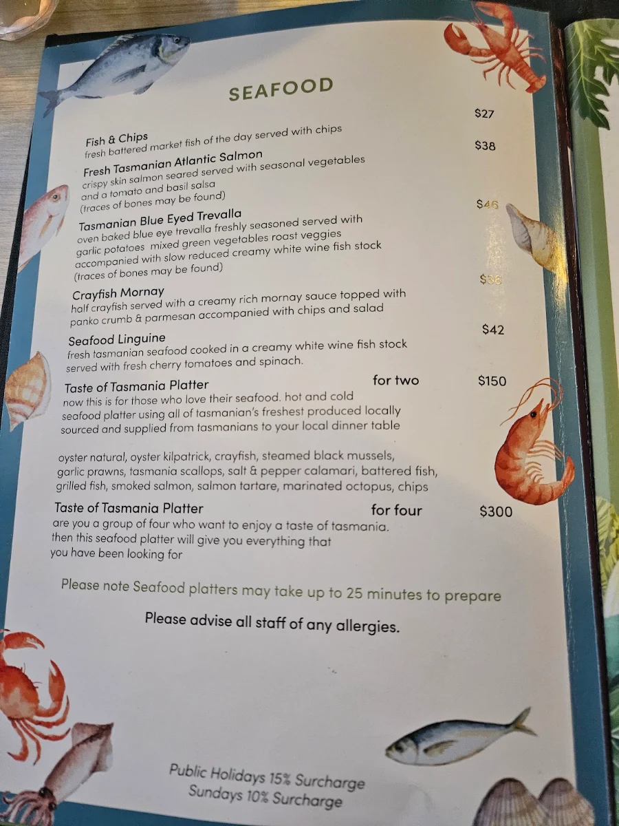 Menu, The Elegance Lounge Seafood Bar & Grill