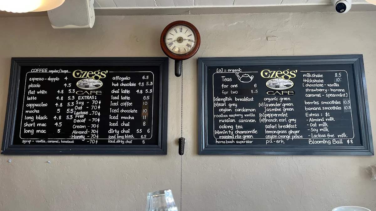 Menu, Czegs' Richmond