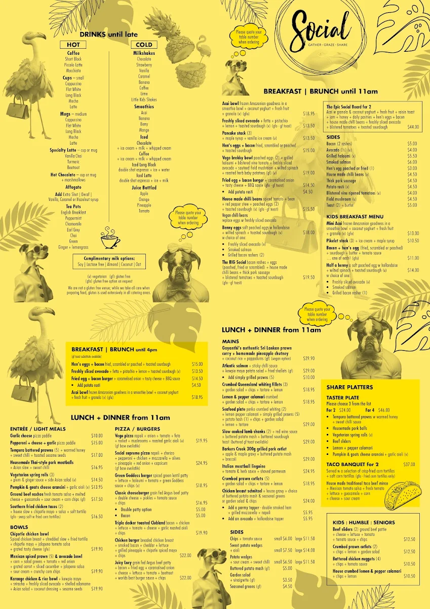 Menu, Bribie Island RSL Club