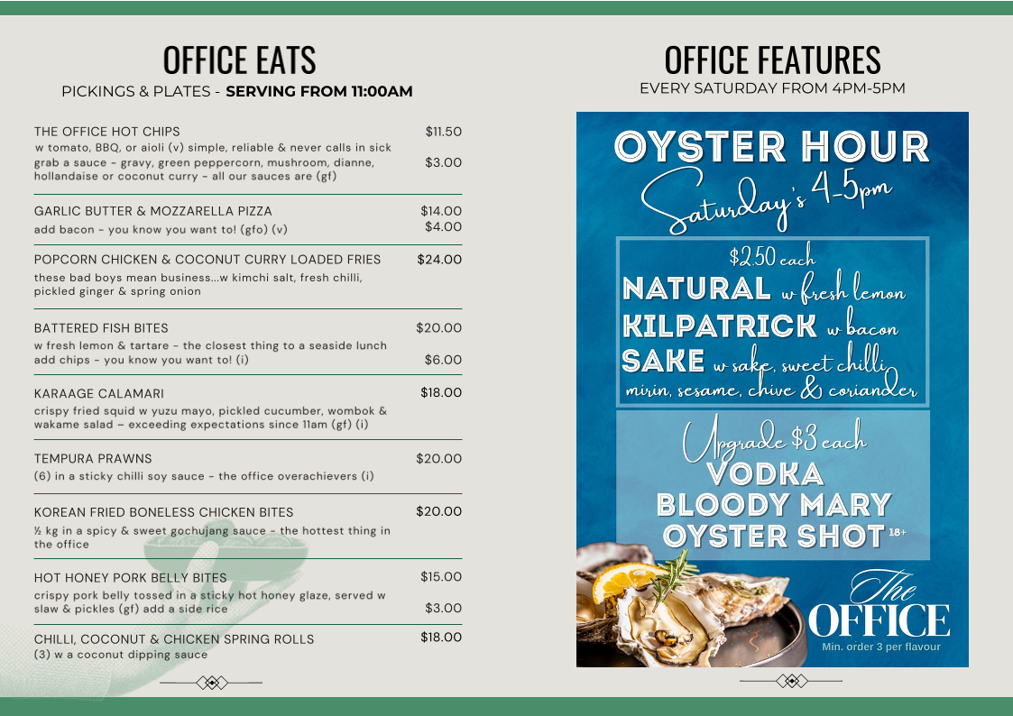 Menu, Bribie Island RSL Club