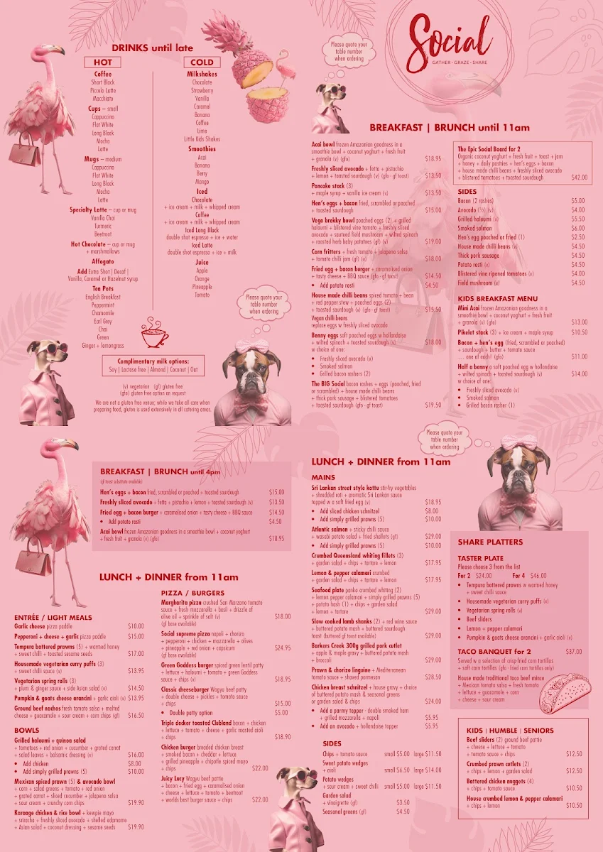 Menu, Bribie Island RSL Club