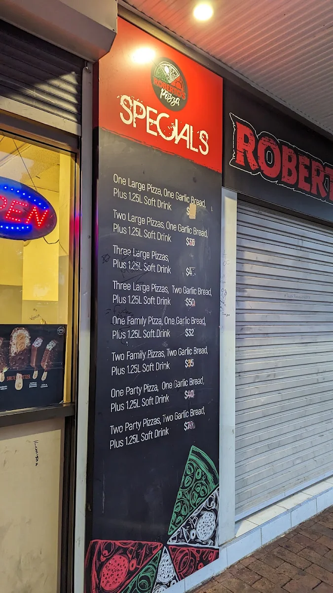 Menu, Roberto's Pizza