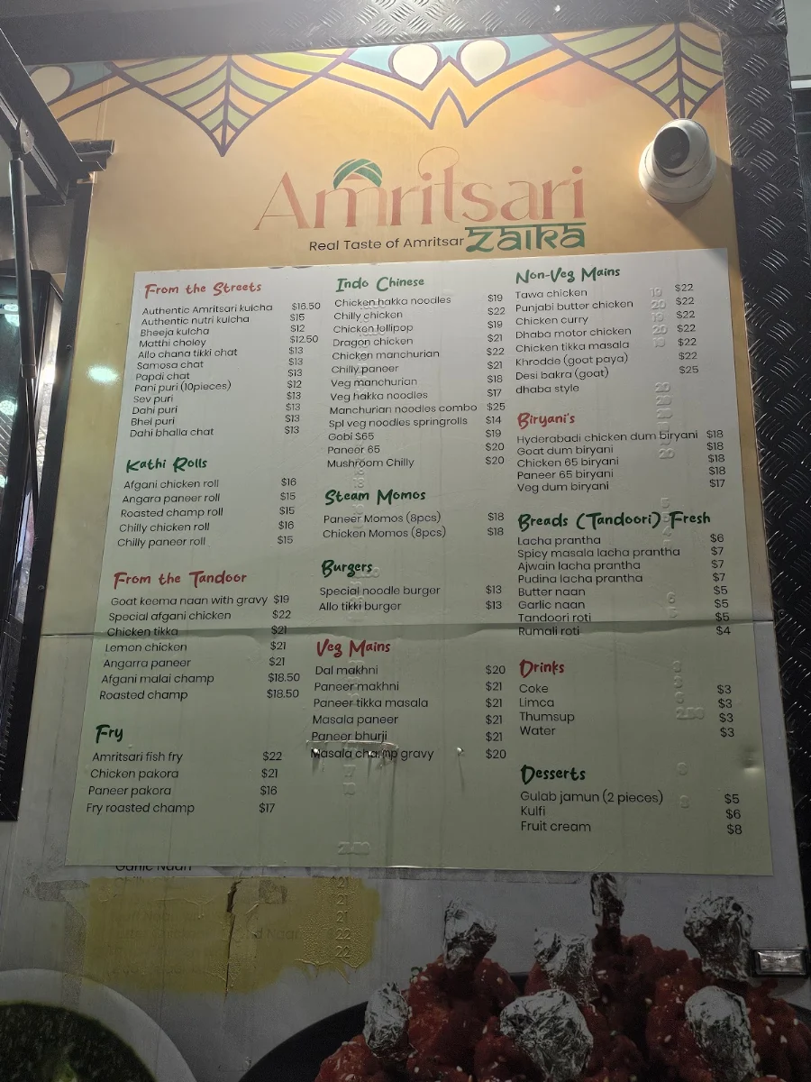 Menu, Amritsari Zaika - Clyde North