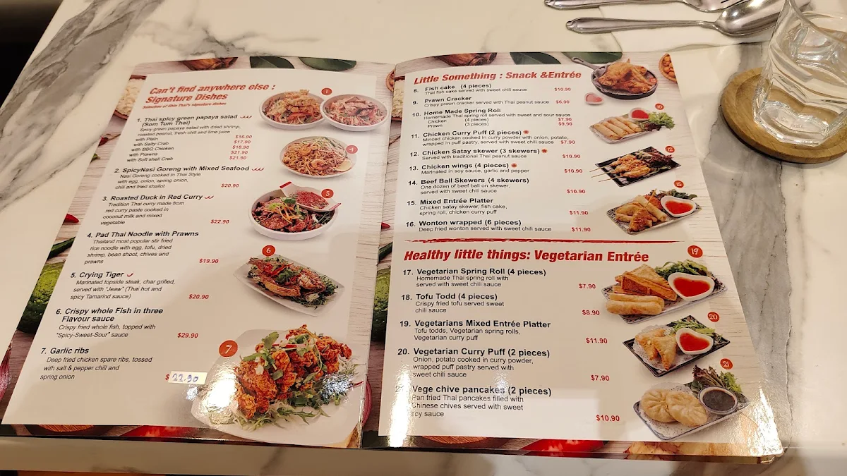 Menu, Ghin Thai Restaurant