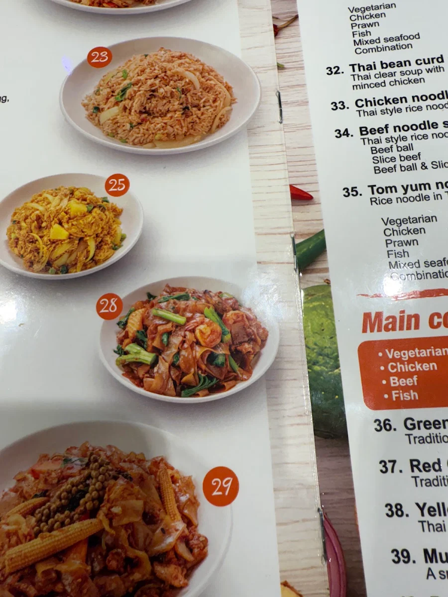 Menu, Ghin Thai Restaurant