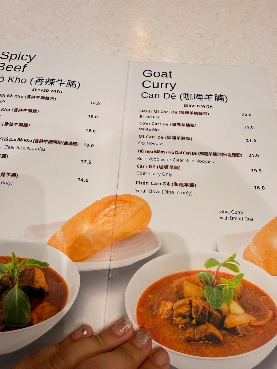 Menu, Tan Viet Noodle House